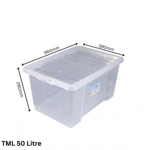 TML Clear Plastic Storage Box & Lid Size 09 (50 Litre)